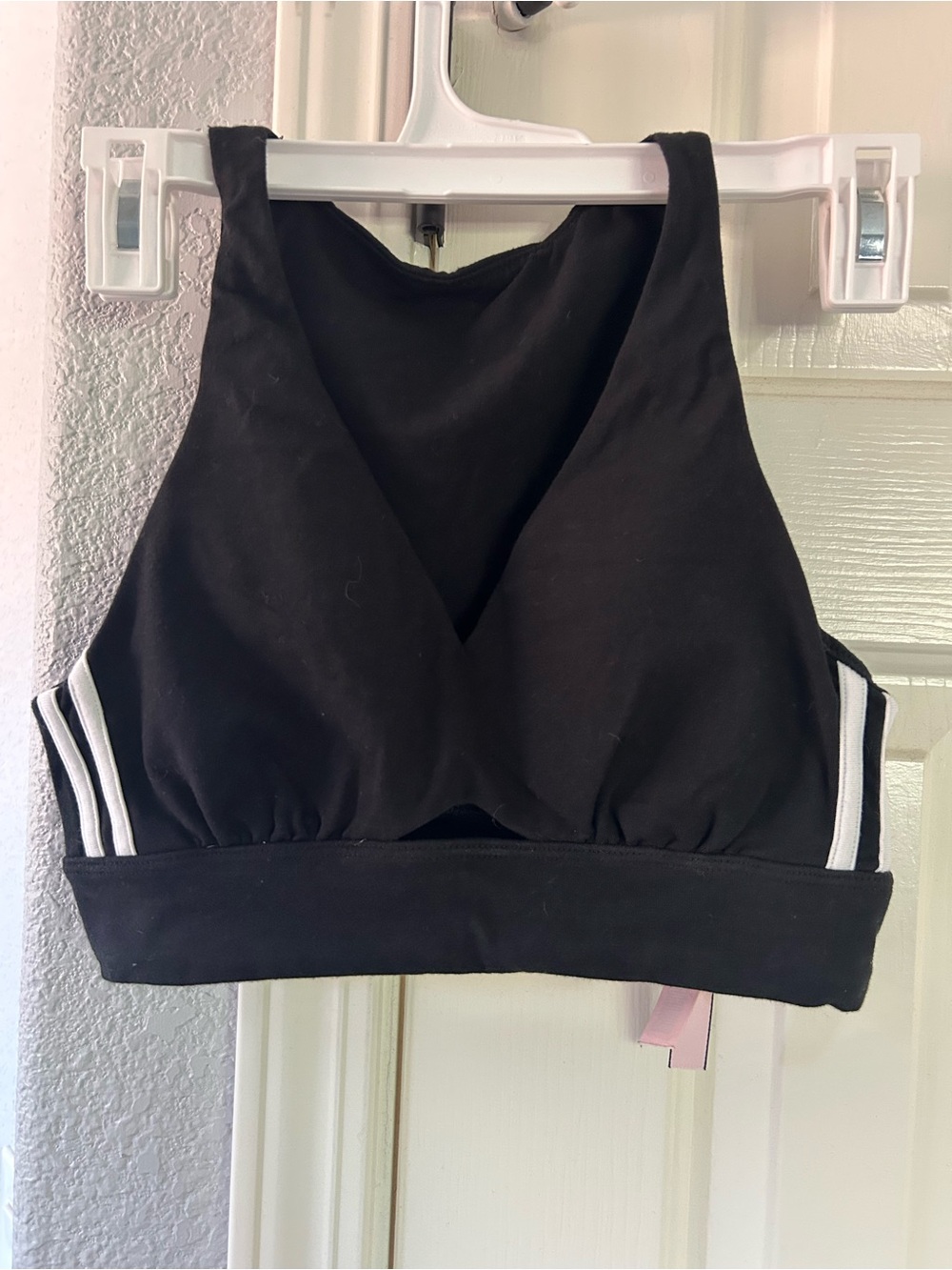 VS PINK Black Racerback Bralette with Contrast Stripes